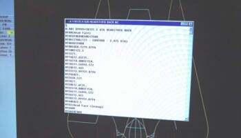Here we can see a small portion of the code generated from the drawing. This code will tell the Fadal which tool to get, how fast it should spin, and give it co-ordinates in X-Y-and Z axis to machine the part