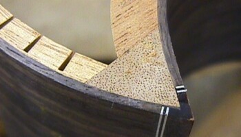 Detail of an assembled cutaway, showing the corner block
