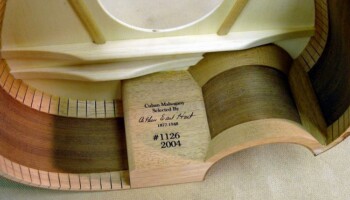 Custom engraving on head block. Signature was scanned from the original