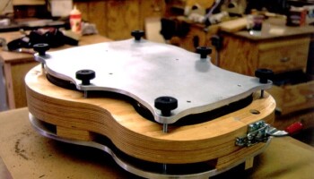 Another view of the form holding the back in place as the glue sets