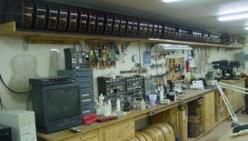 Another view of the upper room and the guitar bodies waiting final sand and buff before assembly.