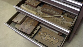 Vacuum fixtures Jim made to hold parts while machining in the Fadal