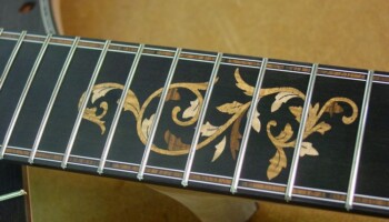 Completed vine inlayed. Pockets were cut in the CNC as the laser will not cut ebony